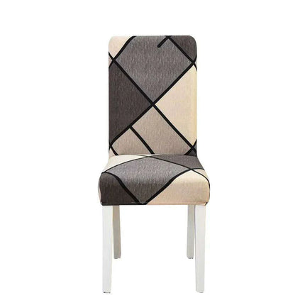 Elegant Geometric Blue-Grey Stretch Chair Covers for Stylish Dining Experiences
