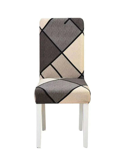 Elegant Geometric Blue-Grey Stretch Chair Covers for Stylish Dining Experiences
