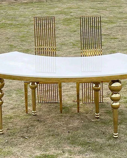 Elegant Stainless Steel Half Moon S-Shape MDF Event Table