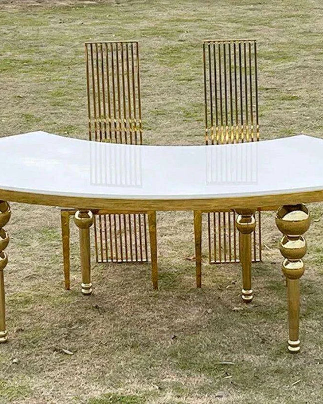 Elegant Stainless Steel Half Moon S-Shape MDF Event Table