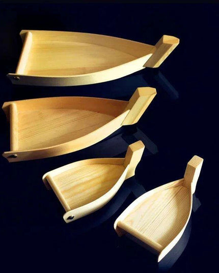 Chic Wooden Sushi Serving Tray - Artistic Dishware for Asian Culinary Experiences