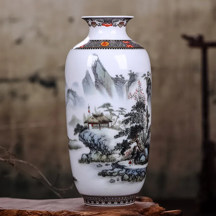Traditional Vintage Chinese Ceramic Vase with Animal Motif