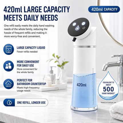 Shop1105762561 LED HD Automatic Foam Soap Dispenser - USB Rechargeable