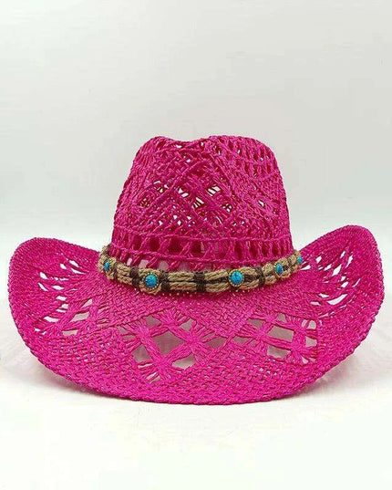 Handcrafted Unisex Denim Straw Cowboy Hat for Ultimate Summer Sun Protection