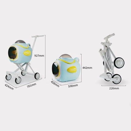 Jerry Pet Store Portable Pet Travel Stroller with Ventilation & Temp D