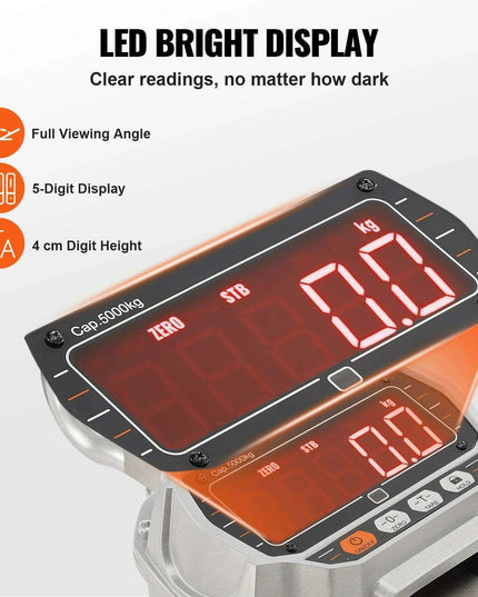 Professional Heavy-Duty Digital Crane Scale with Remote Control and High-Visibility LED Display - Weighing Capacity up to 11,000 lb