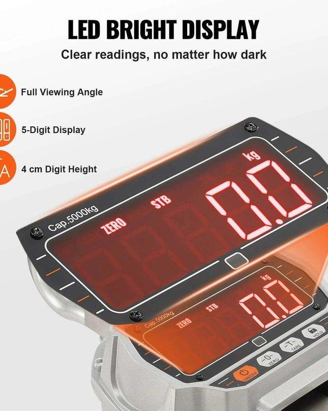 Professional Heavy-Duty Digital Crane Scale with Remote Control and High-Visibility LED Display - Weighing Capacity up to 11,000 lb