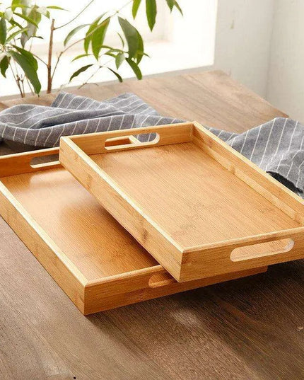 Sustainable Bamboo Rectangular Serving Tray for Tea, Fruits, and Desserts