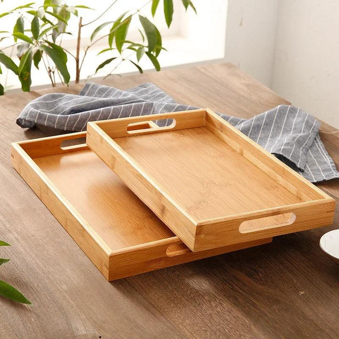 Sustainable Bamboo Rectangular Serving Tray for Tea, Fruits, and Desserts