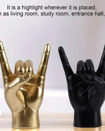 Rock and Roll Hand Gesture Sculpture for Dynamic Home Decoration