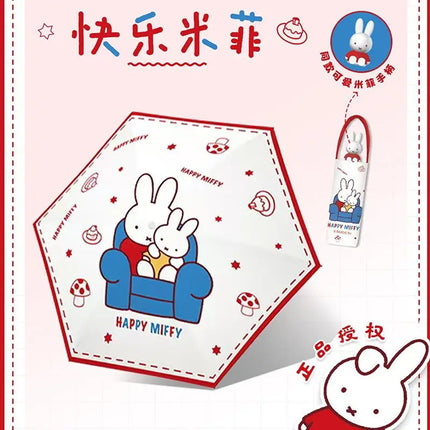 Miffy Rabbit Foldable Umbrella - Portable for Sun & Rain, Vinyl