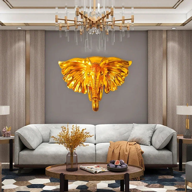 Elephant Wall Sculpture — Resin 3D Wall Art for Living Room, Bedroom & Office
