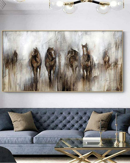 Equestrian Serenity: Chic Abstract Horse Canvas Art for Stylish Interiors