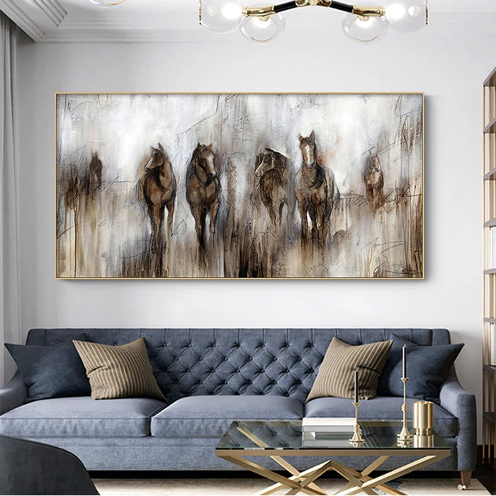 Abstract Vintage Horse Canvas Painting - Premium Print for Elegant Home Decor