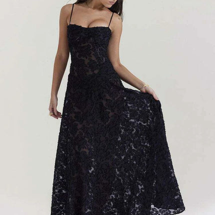 Stunning Backless A-line Maxi Dress with Adjustable Straps – Ideal for Celebratory Events & Summer Gatherings