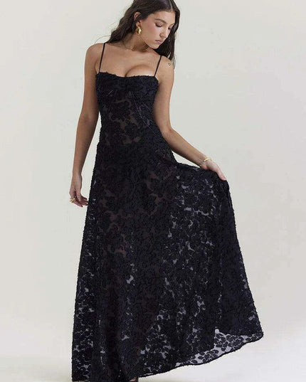 Stunning Backless A-line Maxi Dress with Adjustable Straps – Ideal for Celebratory Events & Summer Gatherings