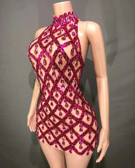 Radiant Rose Pink Sequin Mesh Bodycon Dress - Perfect for Celebratory Occasions