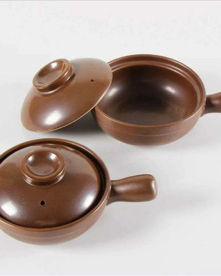 Artisan Earthenware Casserole Pot with Ergonomic Handle - Choose Between 650ml & 900ml for Rice, Noodles, Porridge, and Soups
