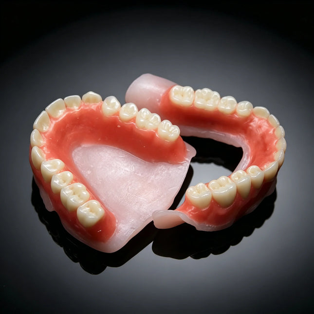 Silicone Full Denture Set with Mirror Storage Case — Natural Look & Comfort Fit