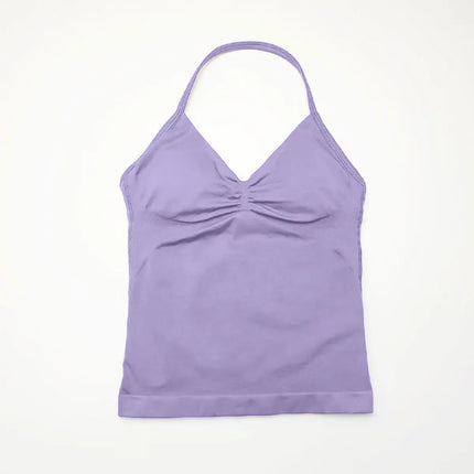 NCLAGEN Women's Longline Strappy Yoga Vest with Open Back for Fitness