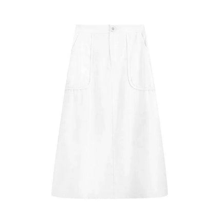 Versatile A-line Cotton Skirt with Spacious Pockets for Women