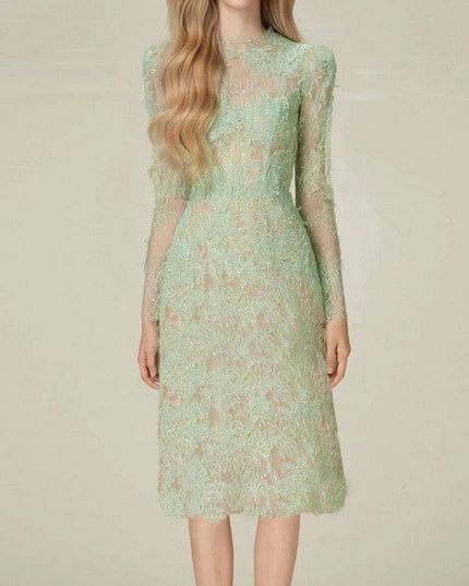 Lace and Sequin Slim-Fit Evening Gown for Women