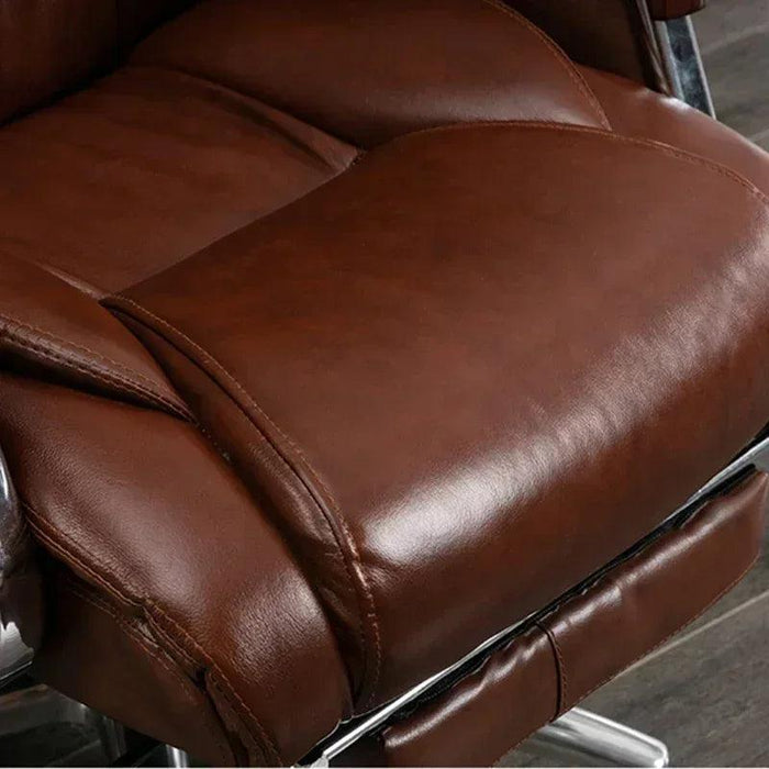 Luxurious Ergonomic Leather Executive Chair with Contemporary Aluminium Base