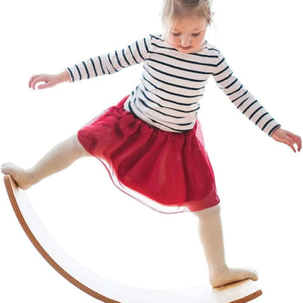 Natural Wood Wobble Board - 35 Inch Balance Rocker for All Ages