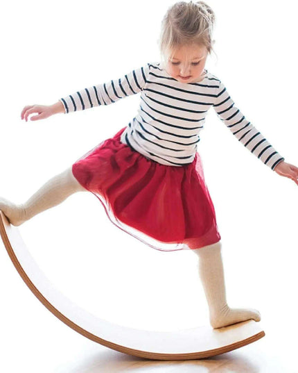 Natural Wood Wobble Board - 35 Inch Balance Rocker for All Ages