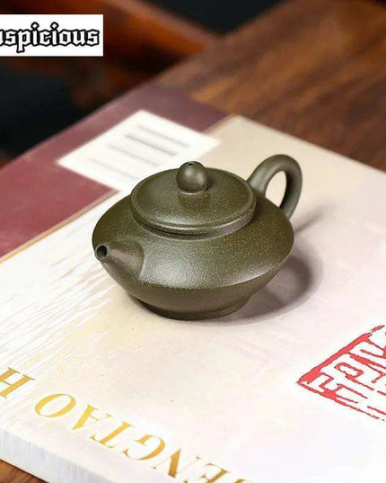 Handcrafted Yixing Purple Clay Tea Kettle - 70ml Artisan Green Mud Teapot for Traditional Kung Fu Brewing