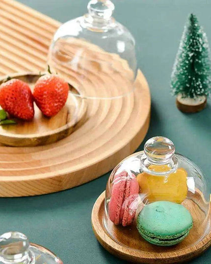 Elegant Acacia Wood Cake Stand with Glass Dome – Perfect for Showcasing Desserts at Home and Events
