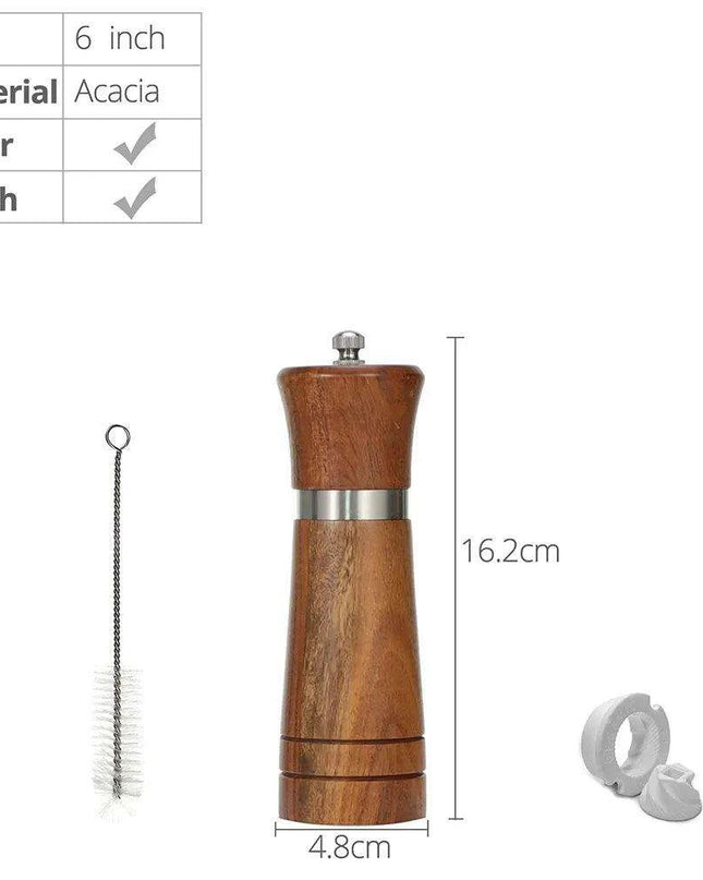 Customizable Ceramic Grinder Acacia Wood Pepper Mill for Gourmet Chefs