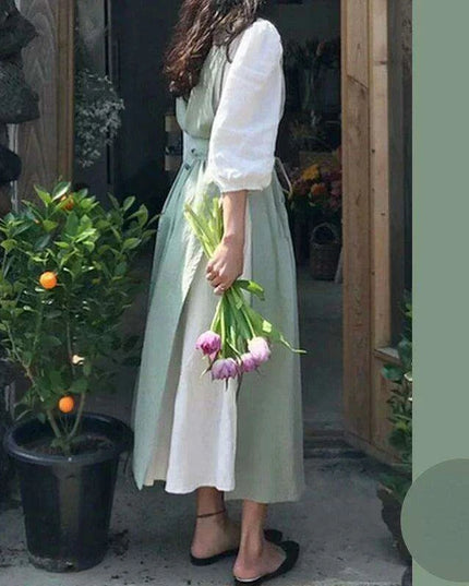 Chic Vintage French Cotton Linen Kitchen Apron