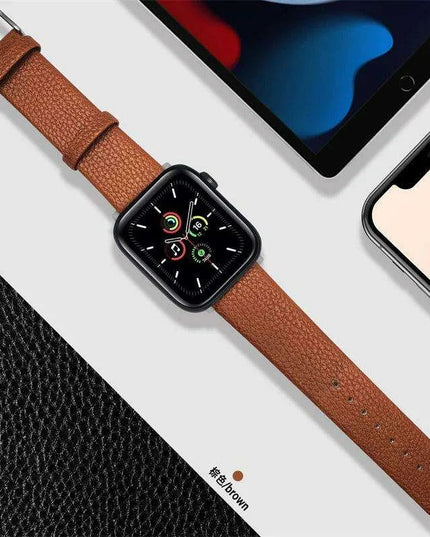 Crimson Glitter Leather Apple Watch Band - Luxe Sparkle Strap