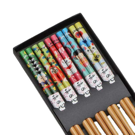 Chic Bamboo Chopstick Collection - 5 Pairs with Non-Slip Design