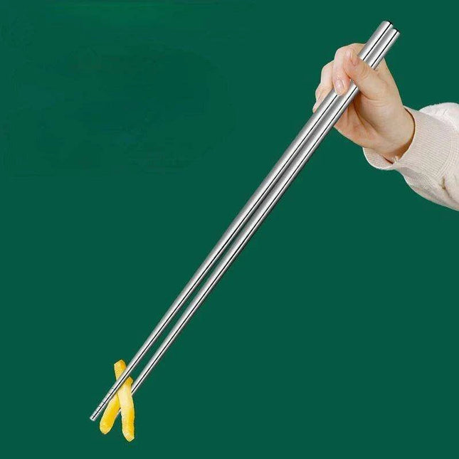 Sustainable Stainless Steel Chopsticks with Extended Length and Anti-Slip Grip