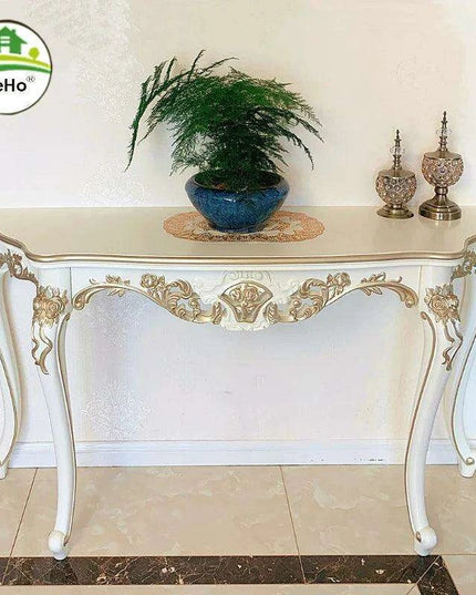 Elegantly Crafted Vintage Wood Half-Moon Console Table
