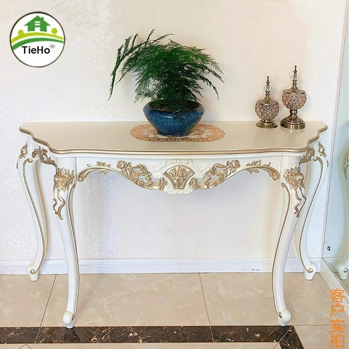 Elegantly Crafted Vintage Wood Half-Moon Console Table