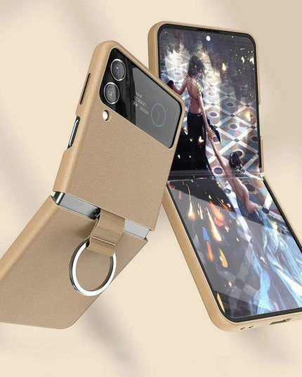 Luxurious Cowhide Leather Wallet Case with Lanyard for Samsung Galaxy Z Flip 3 - Premium Quality Design