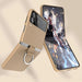 Luxurious Cowhide Leather Phone Case with Ring Lanyard for Samsung Galaxy Z Flip 3