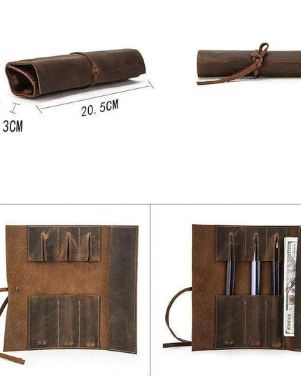 Luxury Leather Pen Organizer with Detachable Tray - Stylish Office & School Accessory