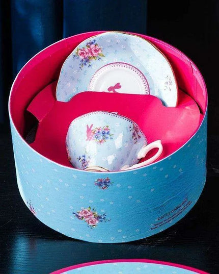 Charming Rabbit Elegance: European Royal Bone China Tea Set