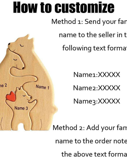 Customizable Bear Family Wooden Puzzle - A Unique Keepsake to Celebrate Family Love