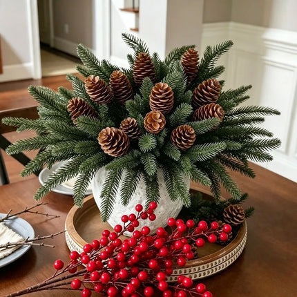 KECTTIO 10Pcs Artificial Pinecone Christmas Picks - Plastic, Vase-Read