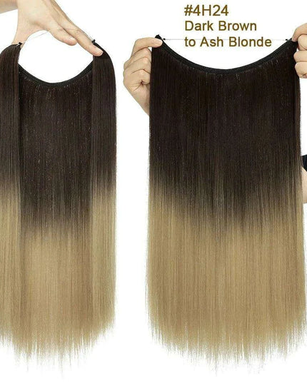 20-Inch Versatile Adjustable Invisible Wire Hair Extensions - Curly and Sleek Options