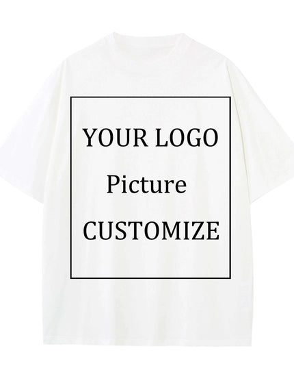 Personalized Heavyweight Cotton Oversized Tee for All - Custom 250GSM Short Sleeve Tops with Your Unique Design
