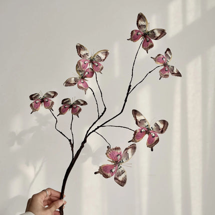 27.6" Faux Butterfly Flower Arrangement with Dried Branches