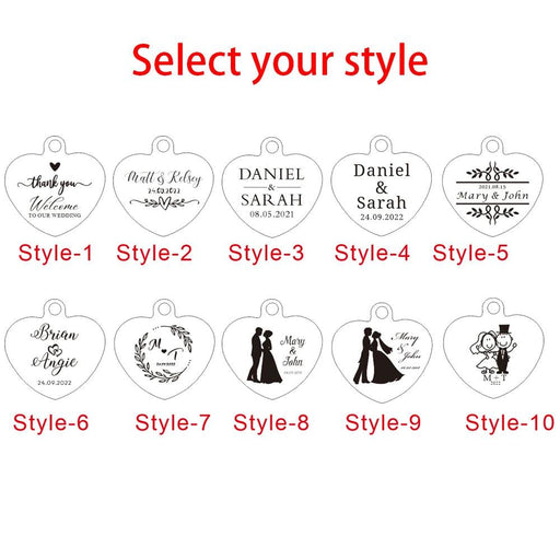 Custom Engraved Heart-Shaped Keychain for Weddings - Personalized Metal Keepsake with Names and Dates