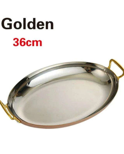 Sophisticated Dual Handle Stainless Steel Steak Plate for Gourmet Dining