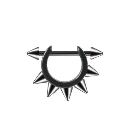 Men's Silver/Black Stainless Steel Spike Hoop Earring - Edgy Cartilage Jewelry for Tragus, Helix, and Daith Piercings